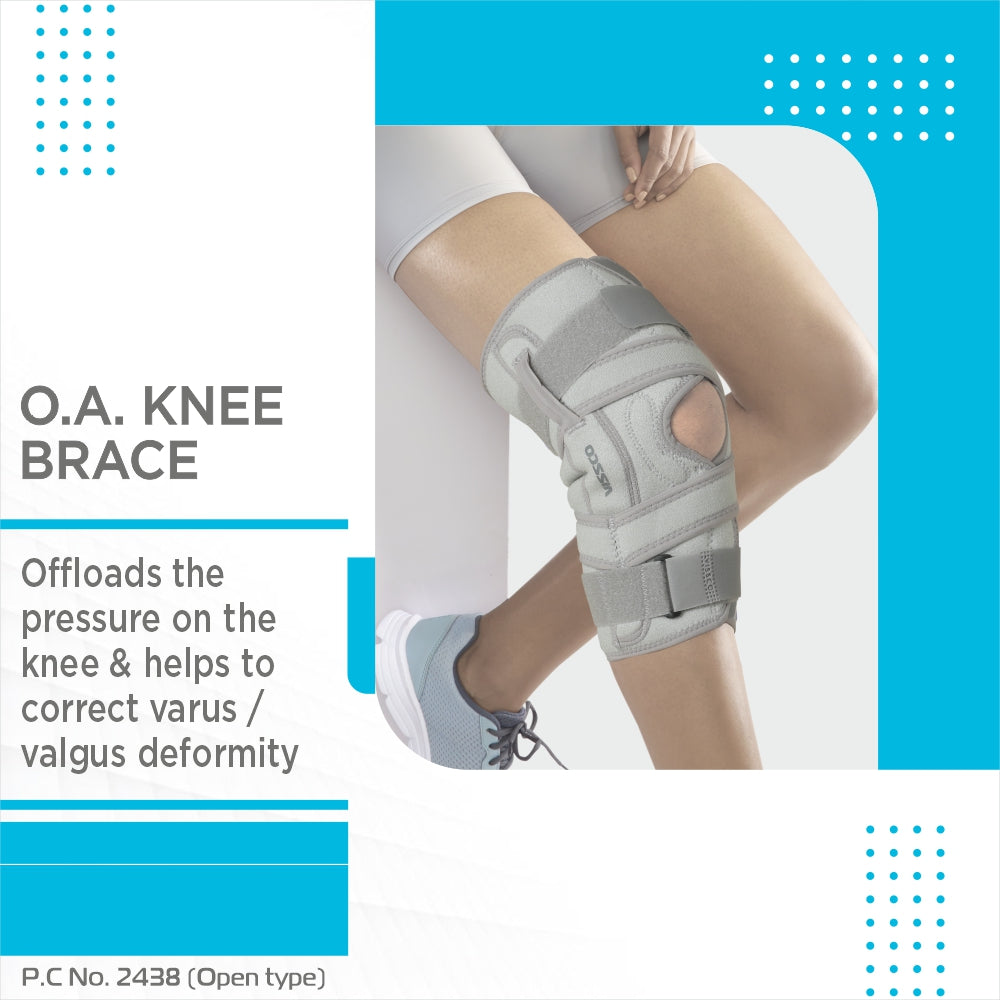 Vissco OA Knee Brace - Open Type (Left/Right) | Offloads the Pressure on the Knee (Grey)