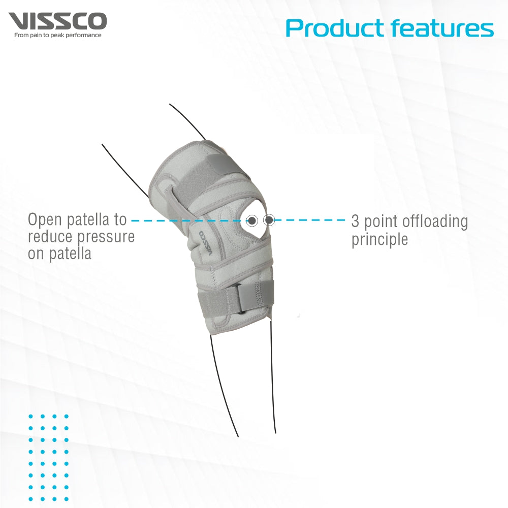 Vissco OA Knee Brace - Open Type (Left/Right) | Offloads the Pressure on the Knee (Grey)
