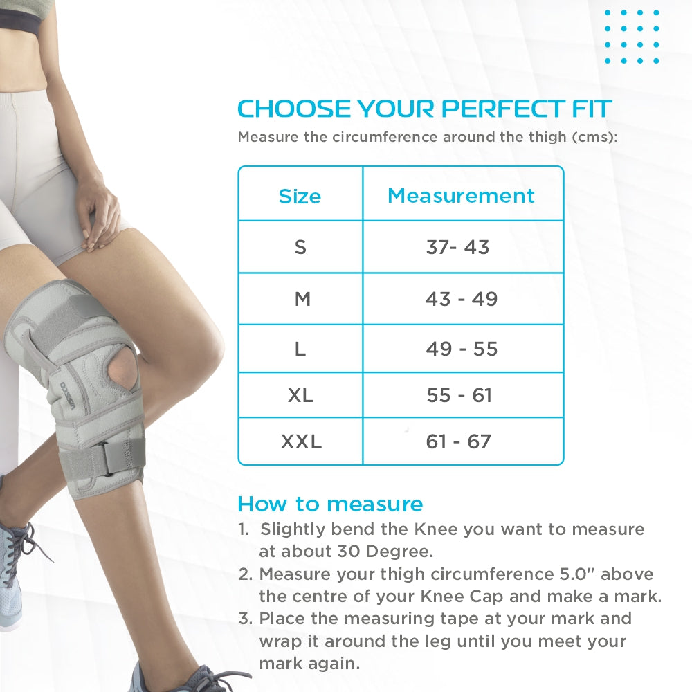 Vissco OA Knee Brace - Open Type (Left/Right) | Offloads the Pressure on the Knee (Grey)