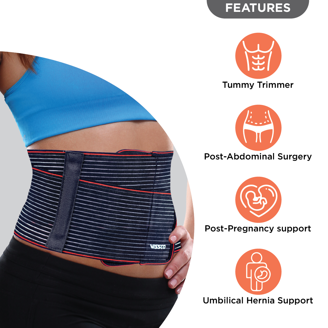 Vissco Abdoset | Abdominal Support for Weak Abdominal Muscles & Helps Toning the Muscles (Black)
