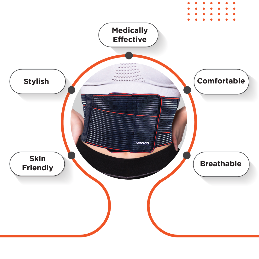 Vissco Abdoset | Abdominal Support for Weak Abdominal Muscles & Helps Toning the Muscles (Black)