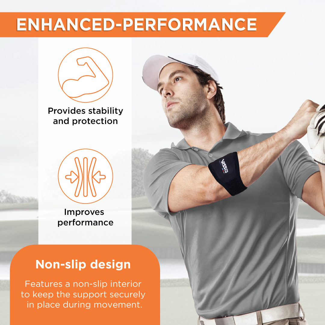 Vissco Tennis Elbow Support (Mild Support)| Provides an Ideal Compression to the Strained Muscles of the Elbow (Grey)