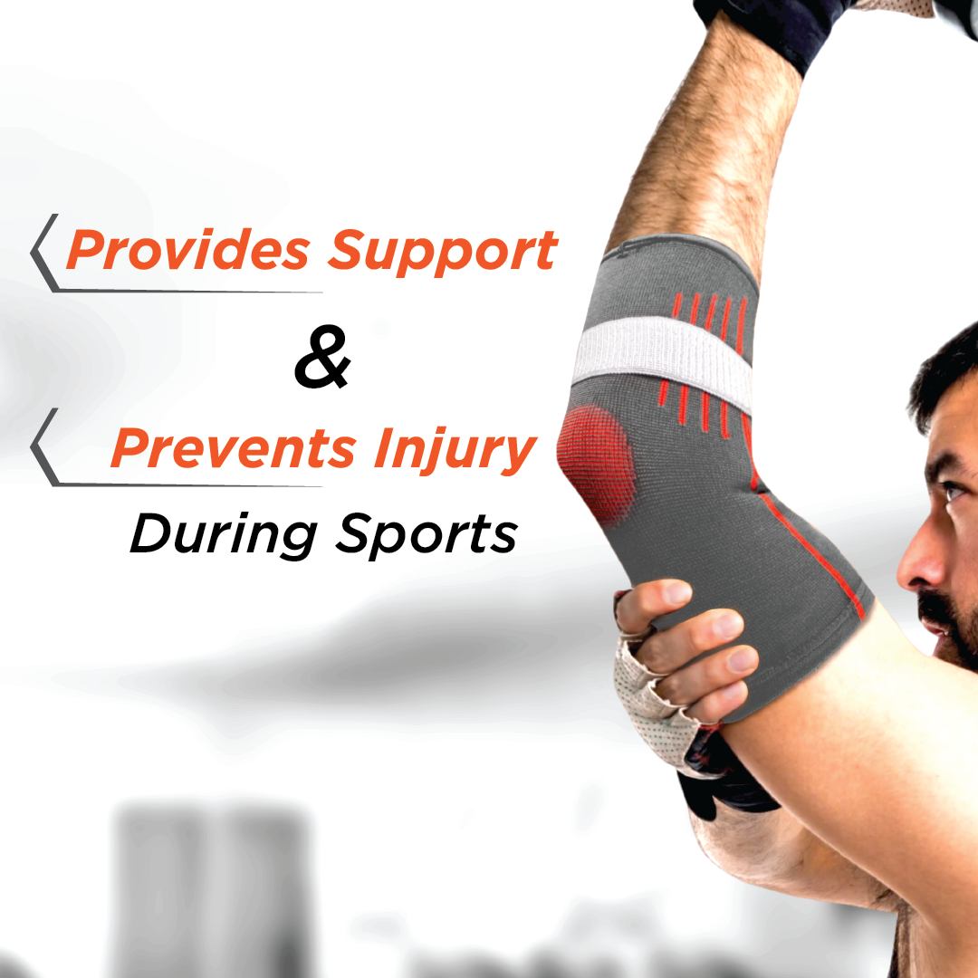 Vissco Elbow Support with Strap (Mild Support) | Provides Ideal Compression to the Strained Muscles of the Elbow (Multicolor)