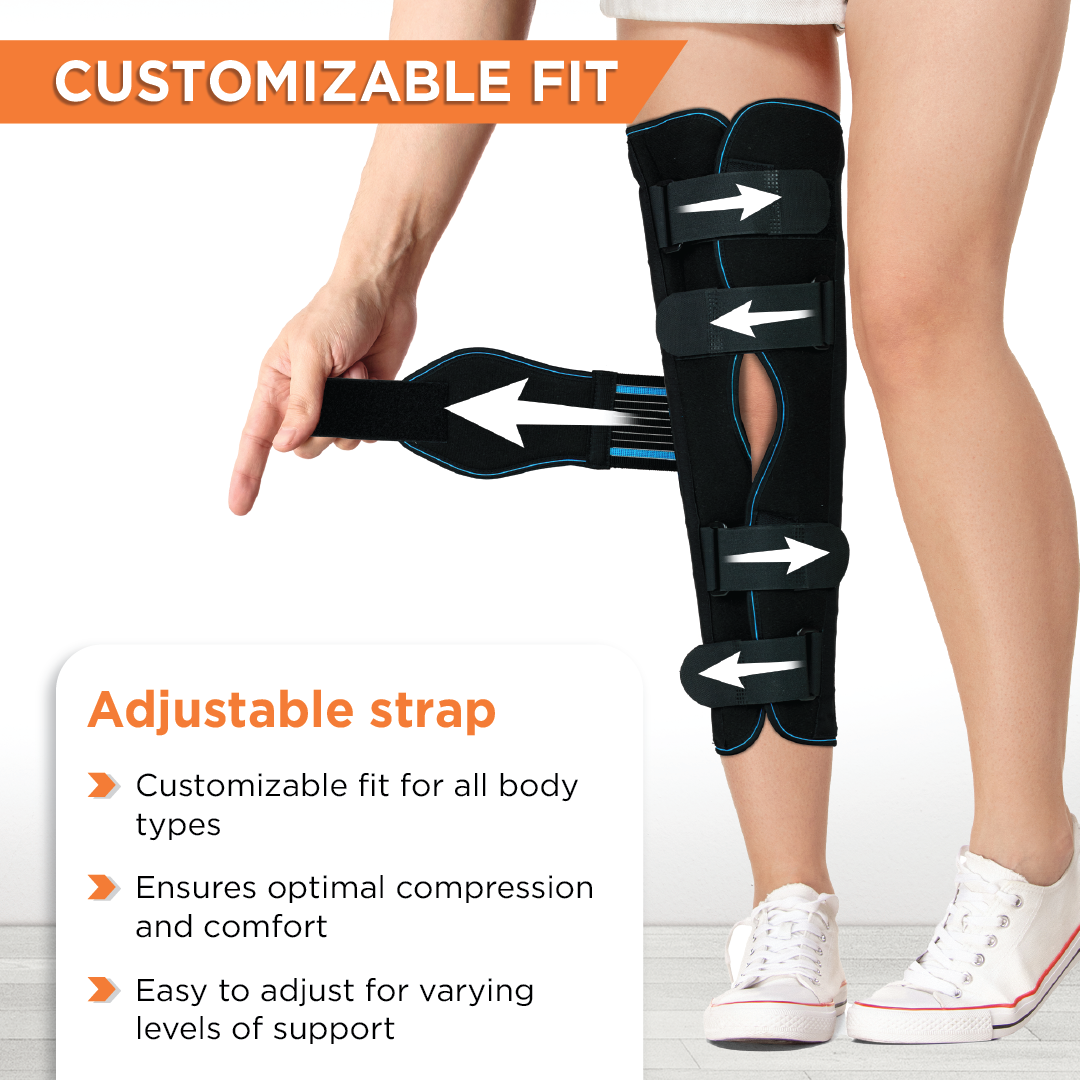 Vissco Knee Stabler - Long (19" Brace) |Ideal firm Knee support that limits knee motion & stabilizes the knee with mediolateral metal supports | Color - Black