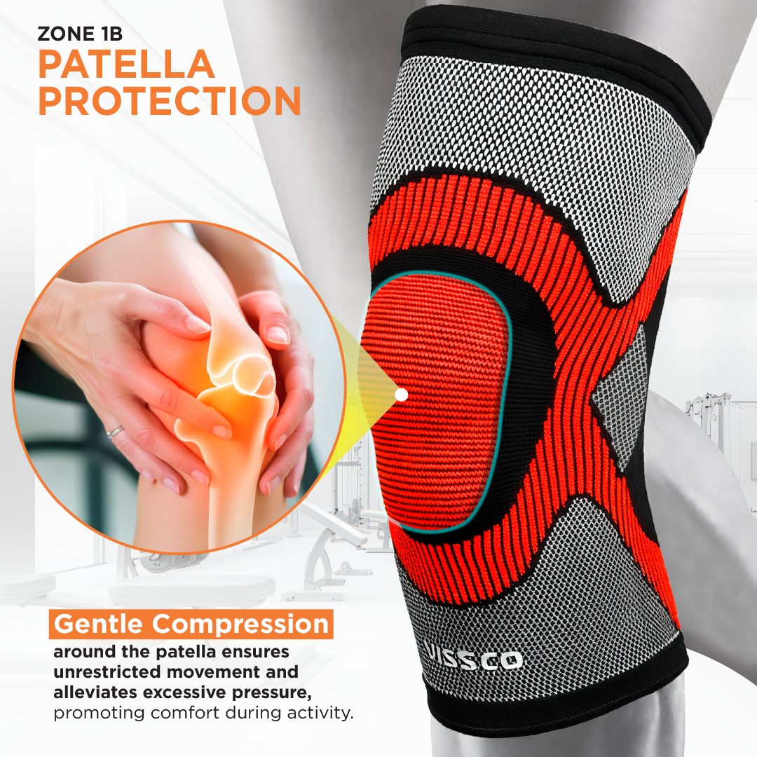 Vissco 3D Knee Cap | Provides optimum compression and mild support for free Knee movement | Color - Multicolor (Single Piece)