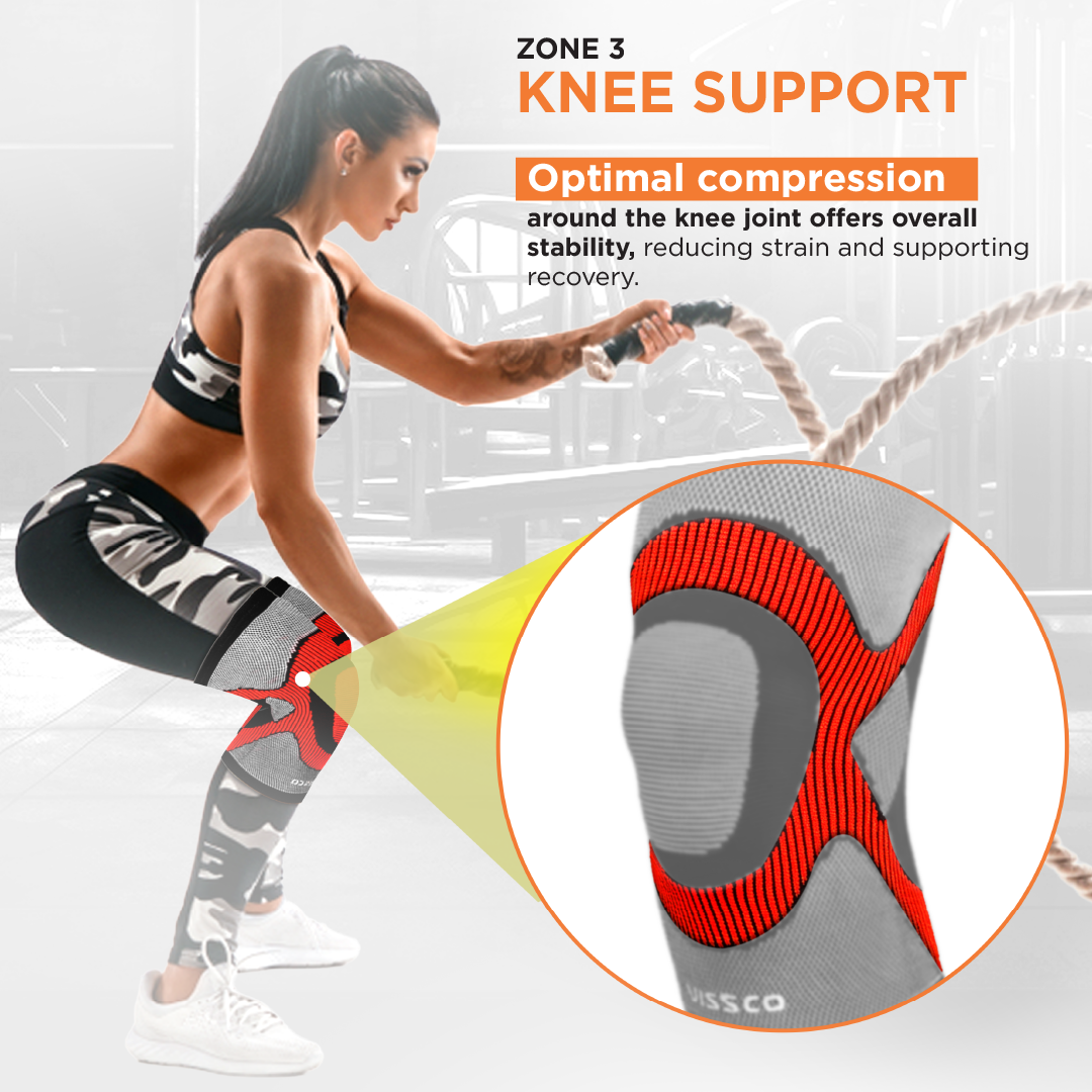 Vissco 3D Knee Cap | Provides optimum compression and mild support for free Knee movement | Color - Multicolor (Single Piece)