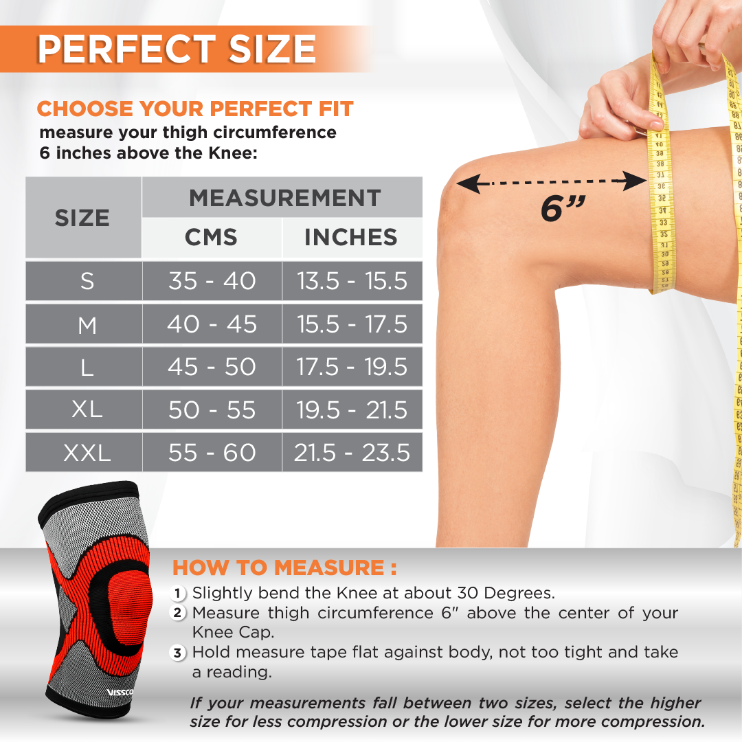 Vissco 3D Knee Cap | Provides optimum compression and mild support for free Knee movement | Color - Multicolor (Single Piece)