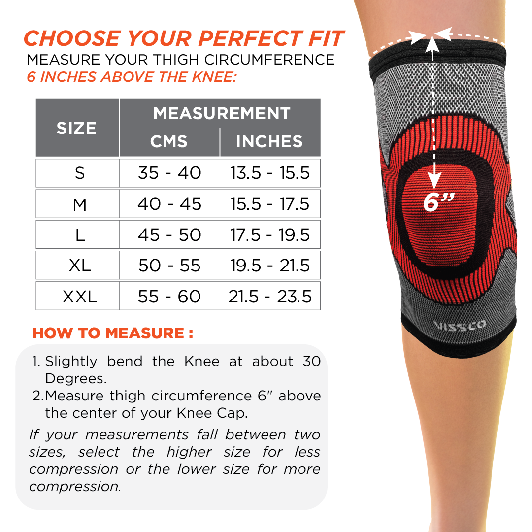 Vissco 3D Knee Cap with Donut Padding | Provides optimum Knee compression and mild support for free Knee movement | Color - Multicolor (Single Piece)