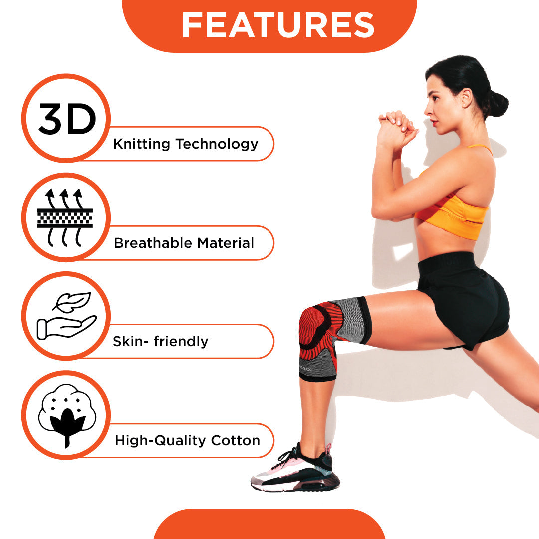 Vissco 3D Knee Cap with Donut Padding | Provides optimum Knee compression and mild support for free Knee movement | Color - Multicolor (Single Piece)