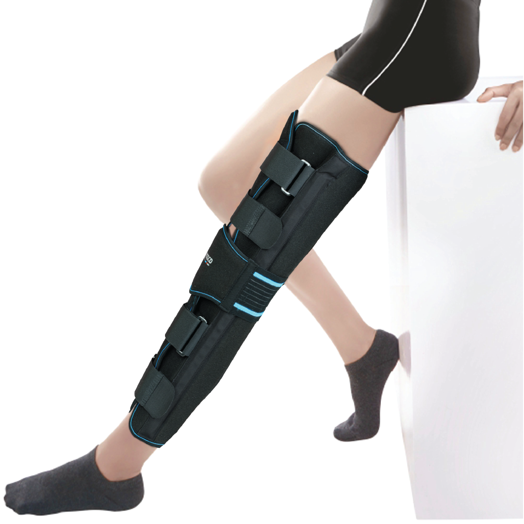 Vissco Knee Stabler - Long (22" Brace) |Ideal firm Knee support that limits knee motion & stabilizes the knee with mediolateral metal supports | Color - Black