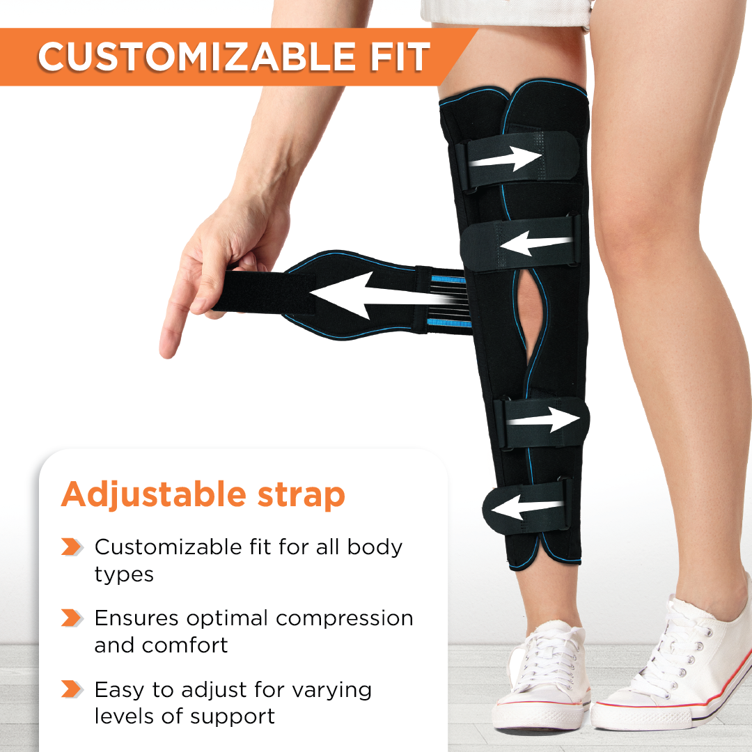 Vissco Knee Stabler - Long (22" Brace) |Ideal firm Knee support that limits knee motion & stabilizes the knee with mediolateral metal supports | Color - Black