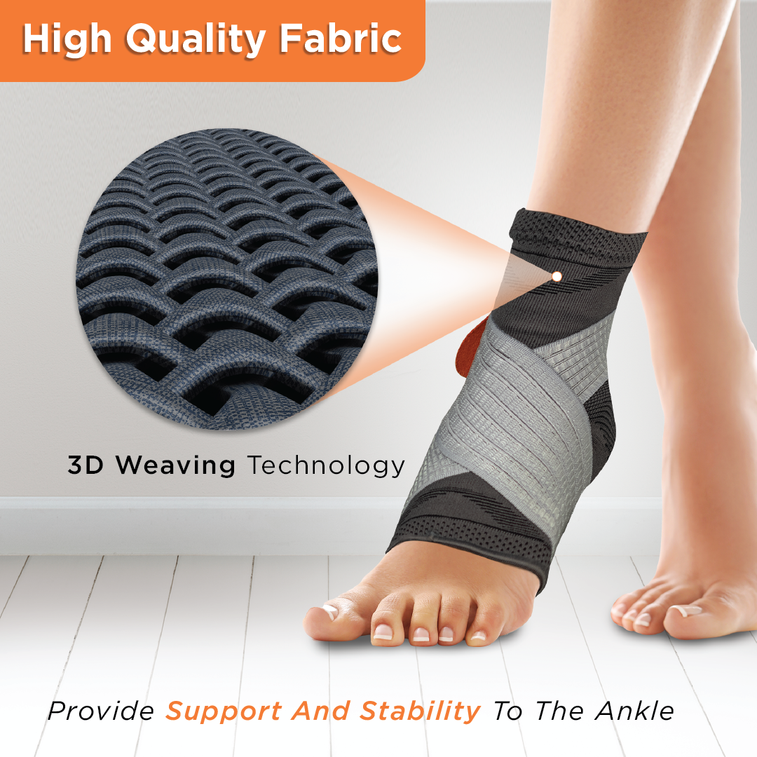Vissco Ankler (Moderate Support)| 2 in 1 Anklet + Binder | Provides support & stability to the Ankle (Grey)