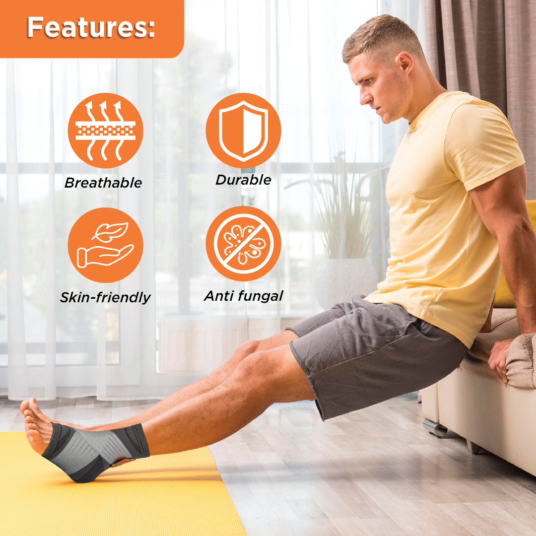 Vissco Ankler (Moderate Support)| 2 in 1 Anklet + Binder | Provides support & stability to the Ankle (Grey)