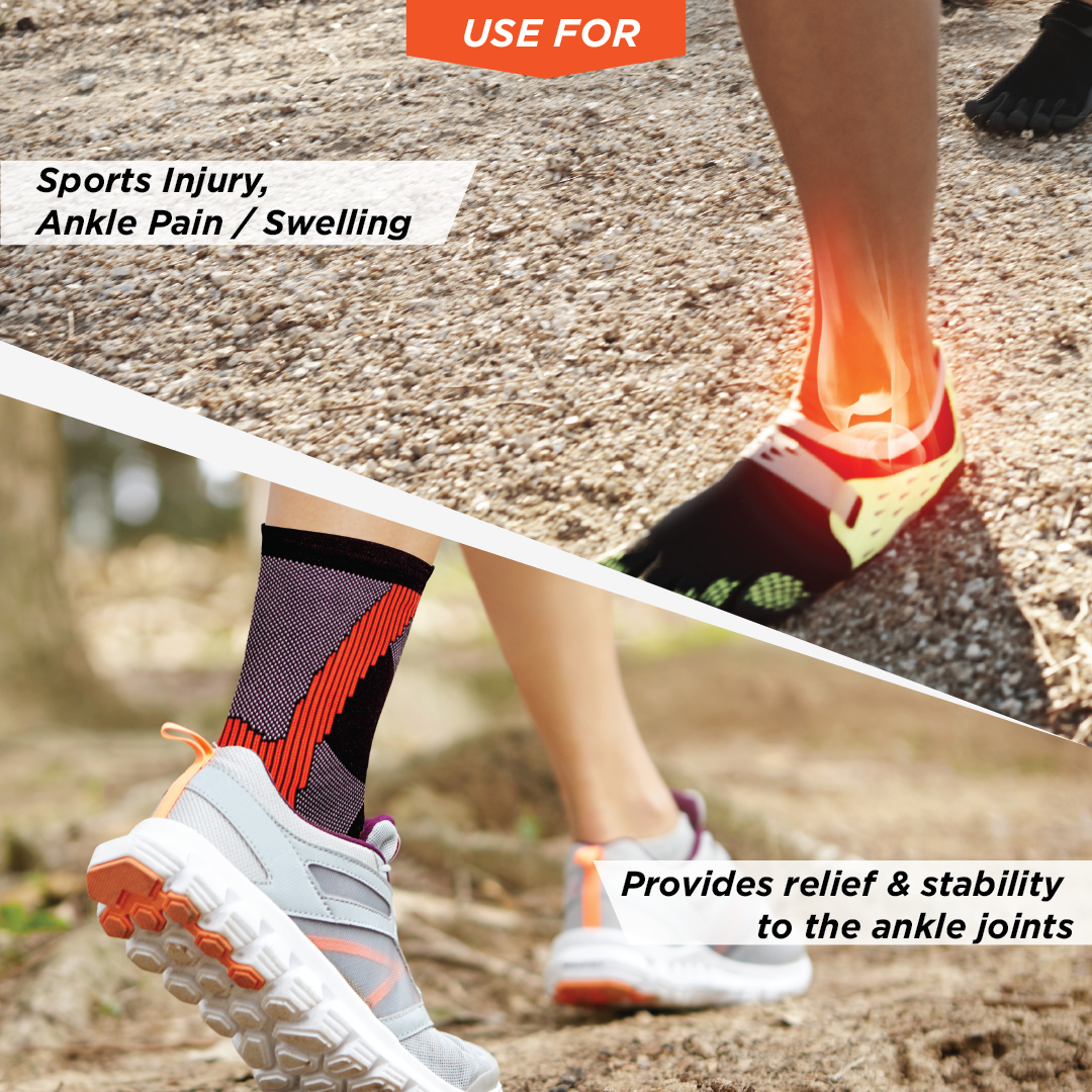 Vissco 3D Ankle Support | For Injured Ankles | Pain Reliever for Strained or Sprained Ankles (Multicolor)