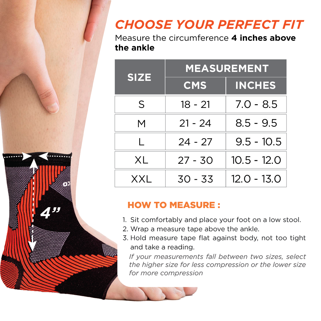 Vissco 3D Ankle Support | For Injured Ankles | Pain Reliever for Strained or Sprained Ankles (Multicolor)