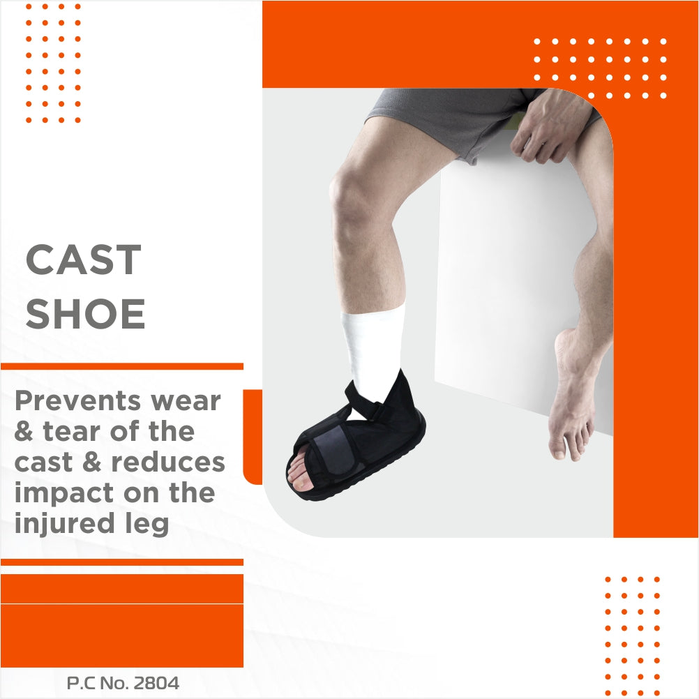 Cast Shoe | Provides Stability & Protection while the Leg is in Plaster (Grey) - Vissco Next