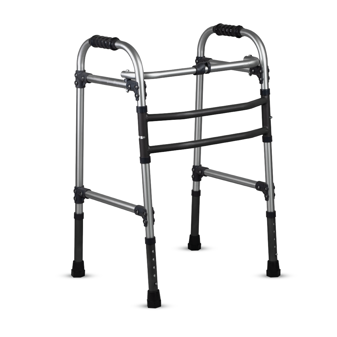Vissco Dura Max Walker (Aluminium) | Foldable Walking Aid | Adjustable Height  | Light Weight | With Premium Grade Rubber Shoes and PVC Grip  (Grey)