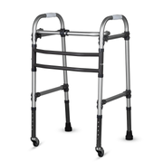 Vissco Dura Max Walker with Wheels | (Aluminium) Foldable Walking Aid | Adjustable Height  | Light Weight | With Premium Grade Rubber Shoes and PVC Grip (Grey)