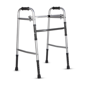 Vissco Dura Lite Walker (Aluminium) | Foldable Walking Aid | Adjustable Height | Light Weight | With Premium Grade Rubber Shoes and PVC Grip (Grey)