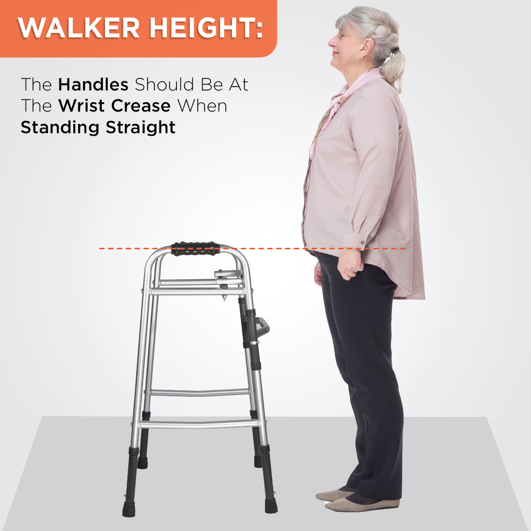 Vissco Dura Lite Walker (Aluminium) | Foldable Walking Aid | Adjustable Height | Light Weight | With Premium Grade Rubber Shoes and PVC Grip (Grey)