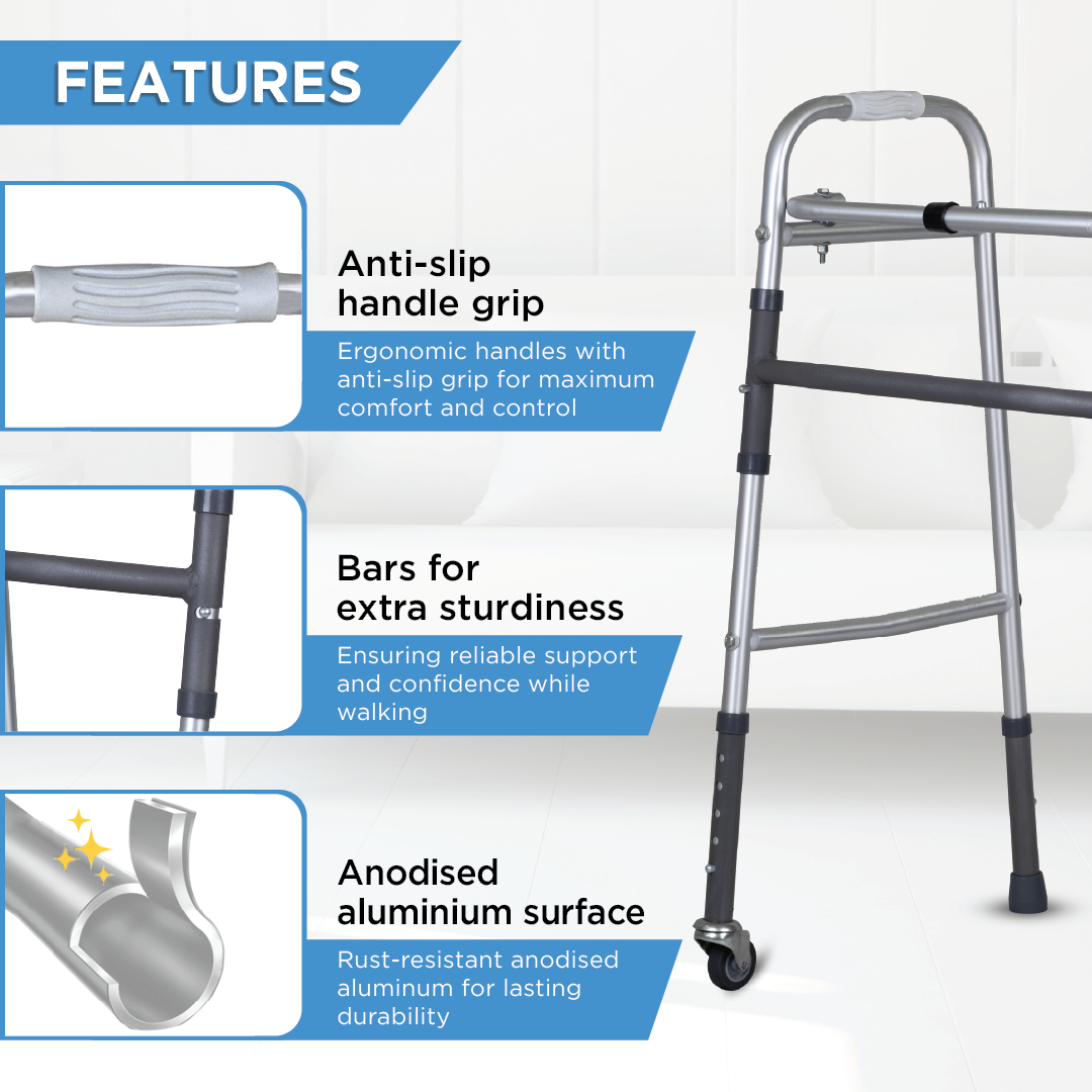 Vissco Dura Lite Walker - with Wheels | Aluminum