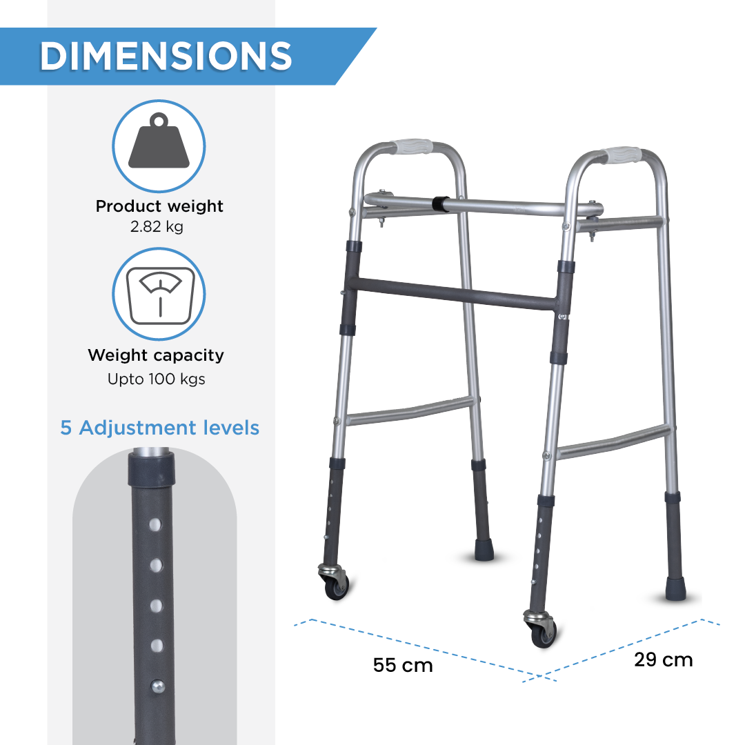 Vissco Dura Lite Walker - with Wheels | Aluminum