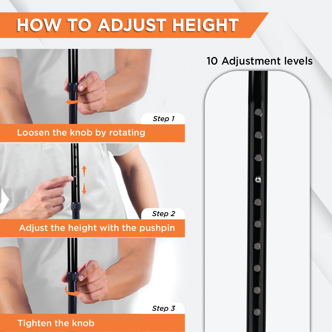 Vissco Avanti T Shape Aluminum Walking Stick|Light Weight & Height Adjustable Walking Aid|For Elderly & those Physically Challenged | Durable Soft Rubber Shoes for Grip - Universal (Black)