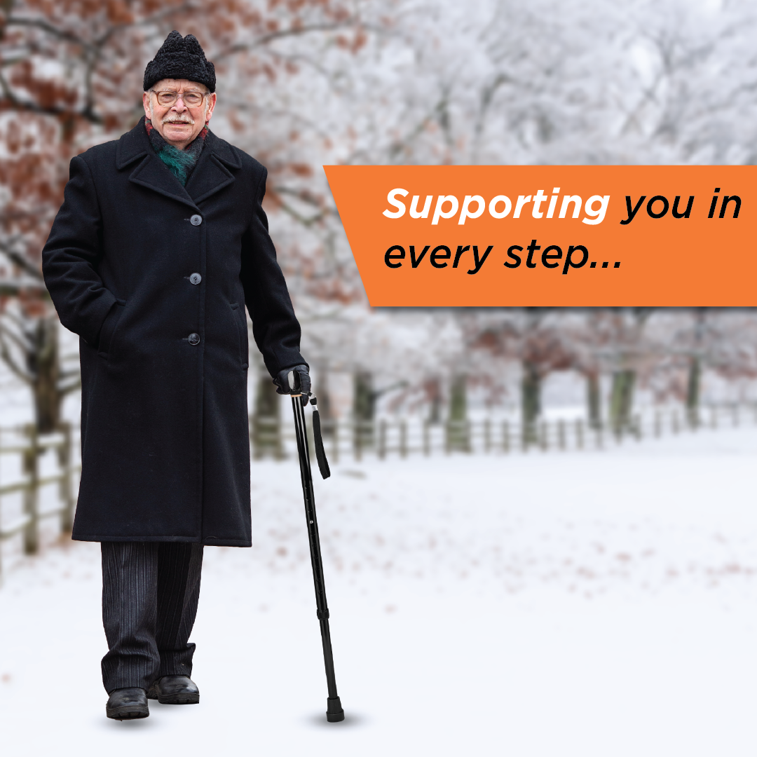 Vissco Avanti T Shape Aluminum Walking Stick|Light Weight & Height Adjustable Walking Aid|For Elderly & those Physically Challenged | Durable Soft Rubber Shoes for Grip - Universal (Black)
