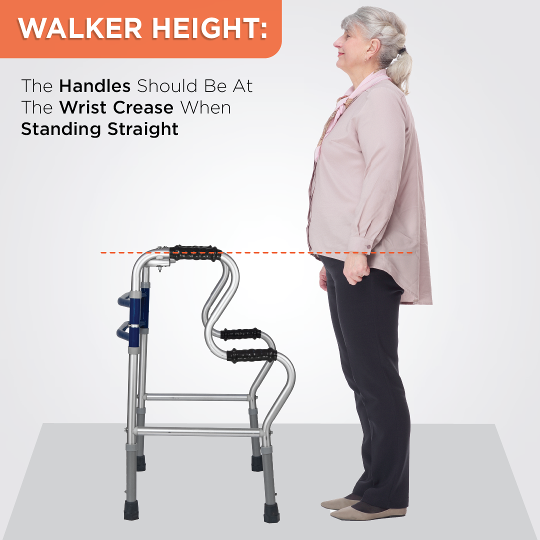 Vissco Dura Step Walker (Aluminium) | Foldable Walking Aid | Adjustable Height | Light Weight | With Premium Grade Rubber Shoes and PVC Grip (Grey)
