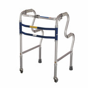 Vissco Dura Step Walker (Aluminium) with Wheel | Foldable Walking Aid | Adjustable Height | Light Weight | With Premium Grade Rubber Shoes and PVC Grip (Grey)