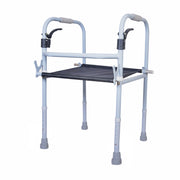 Vissco Dura Step Walker with Seat | Foldable Walking Aid | Adjustable Height | Light Weight | With Premium Grade Rubber Shoes and PVC Grip (Grey)
