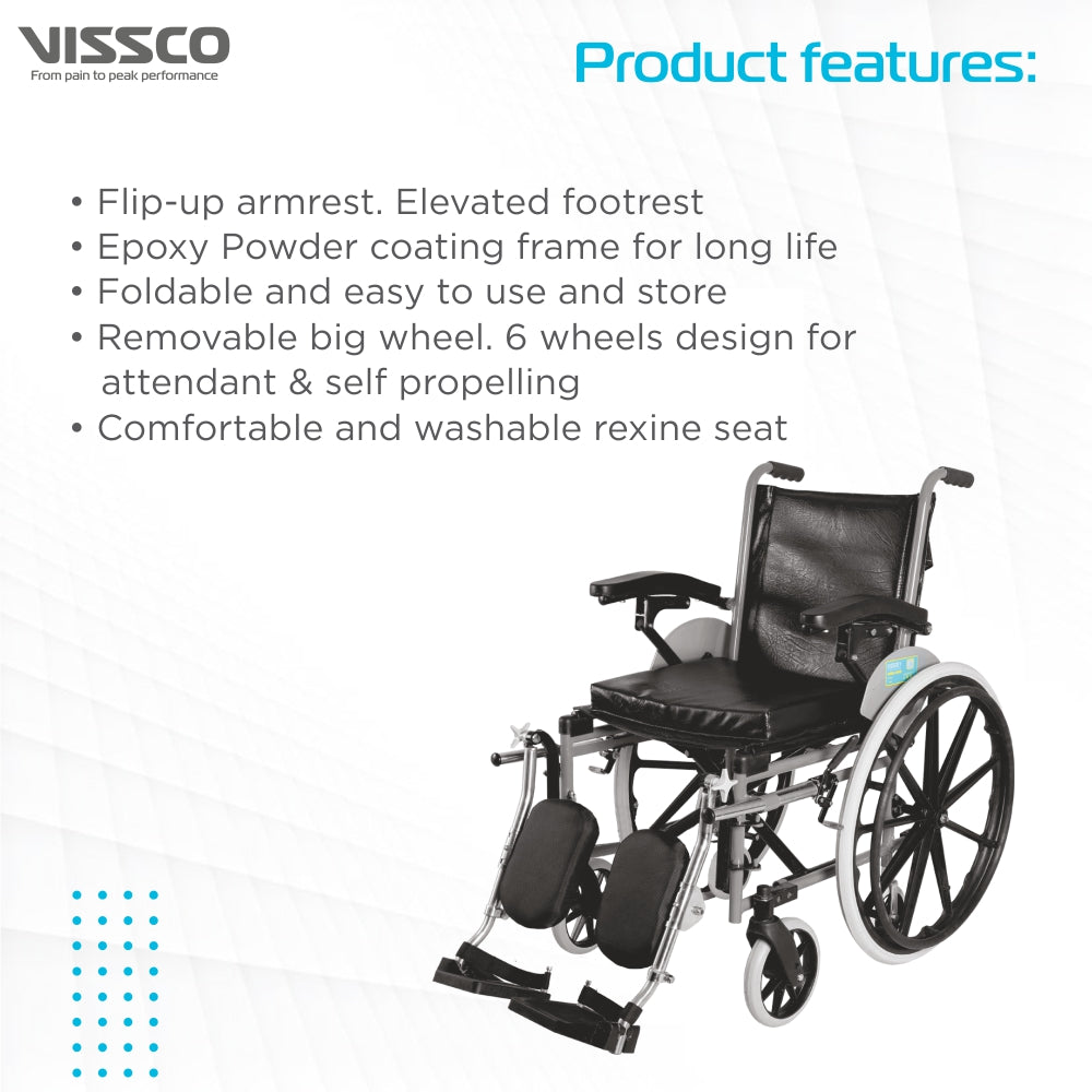 Vissco Imperio Wheelchair with Elevated Footrest (Mag Wheels)