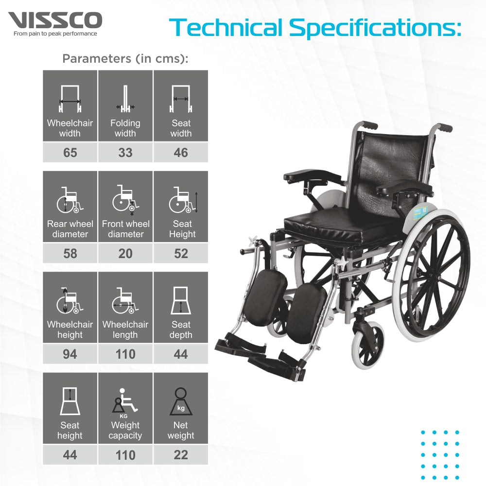 Vissco Imperio Wheelchair with Elevated Footrest (Mag Wheels)