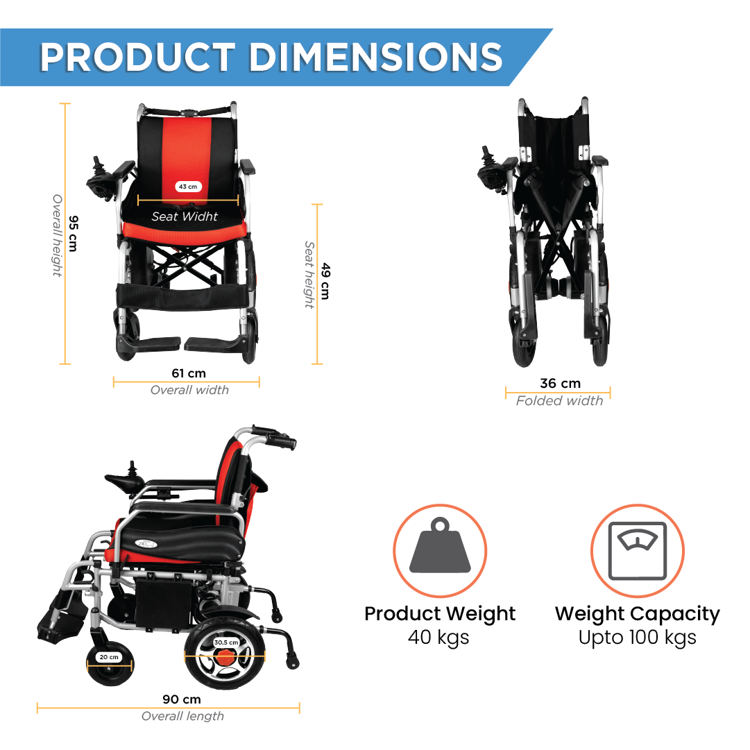 Vissco Zip Lite Power Wheelchair - with Double Battery