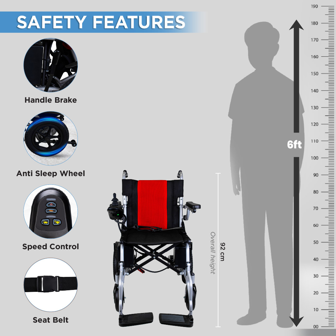 Vissco ZIP EZYFOLD Electric Wheelchair | Foldable, Lightweight Power Wheelchair with Joystick Controller, 20km Range, 100kg Capacity, Adjustable Footrest & Safety Belt | Compact Travel Mobility Chair