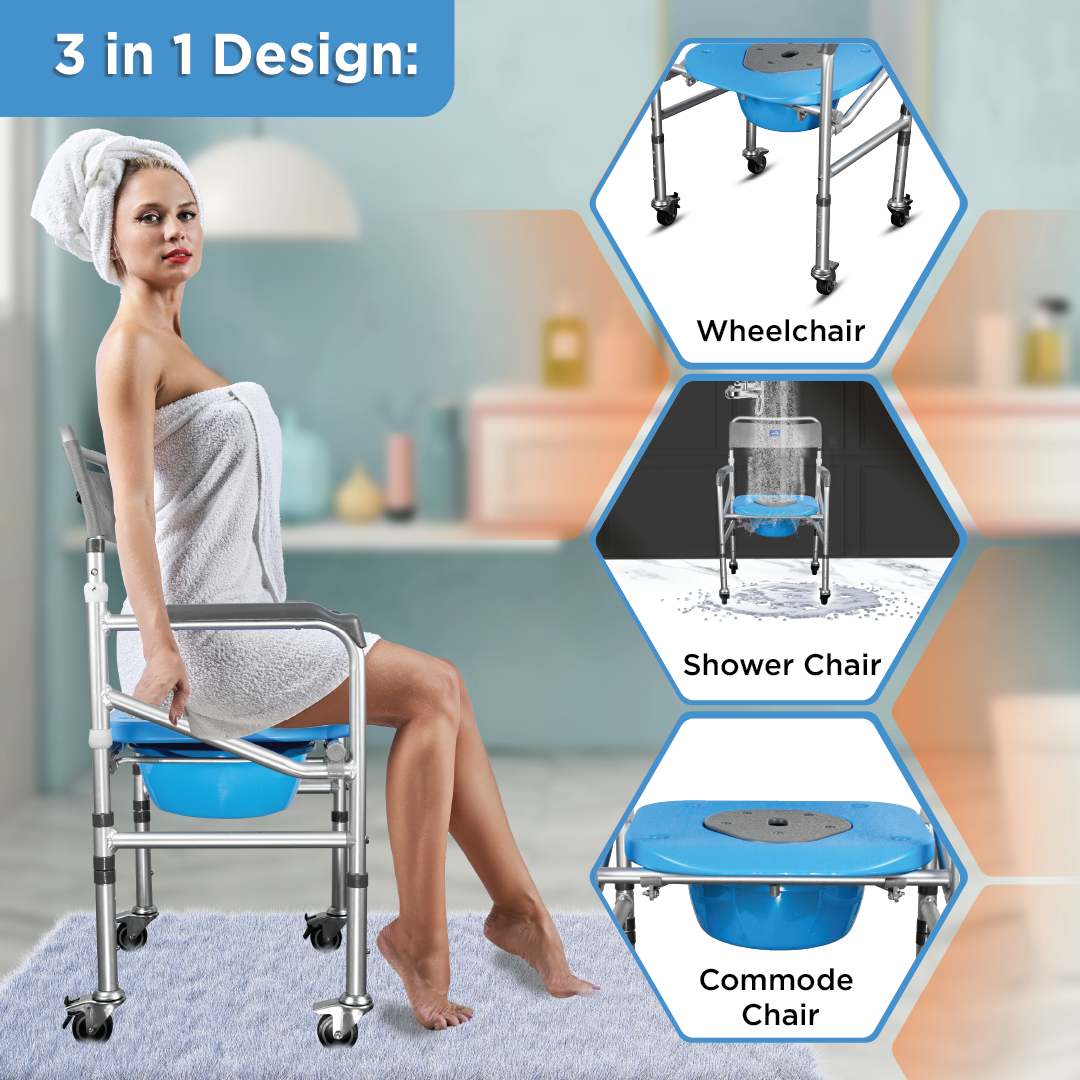 Vissco Comfort Commode & Shower Chair - With Wheels