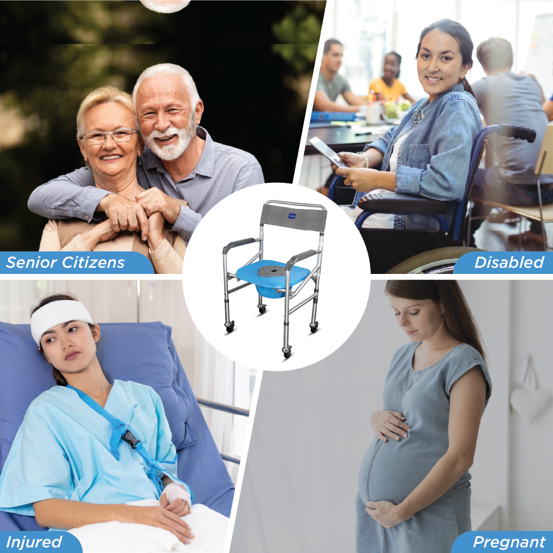 Vissco Comfort Commode & Shower Chair - With Wheels