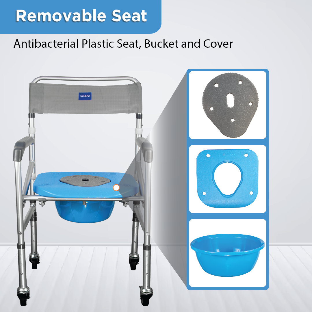 Vissco Comfort Commode & Shower Chair - With Wheels
