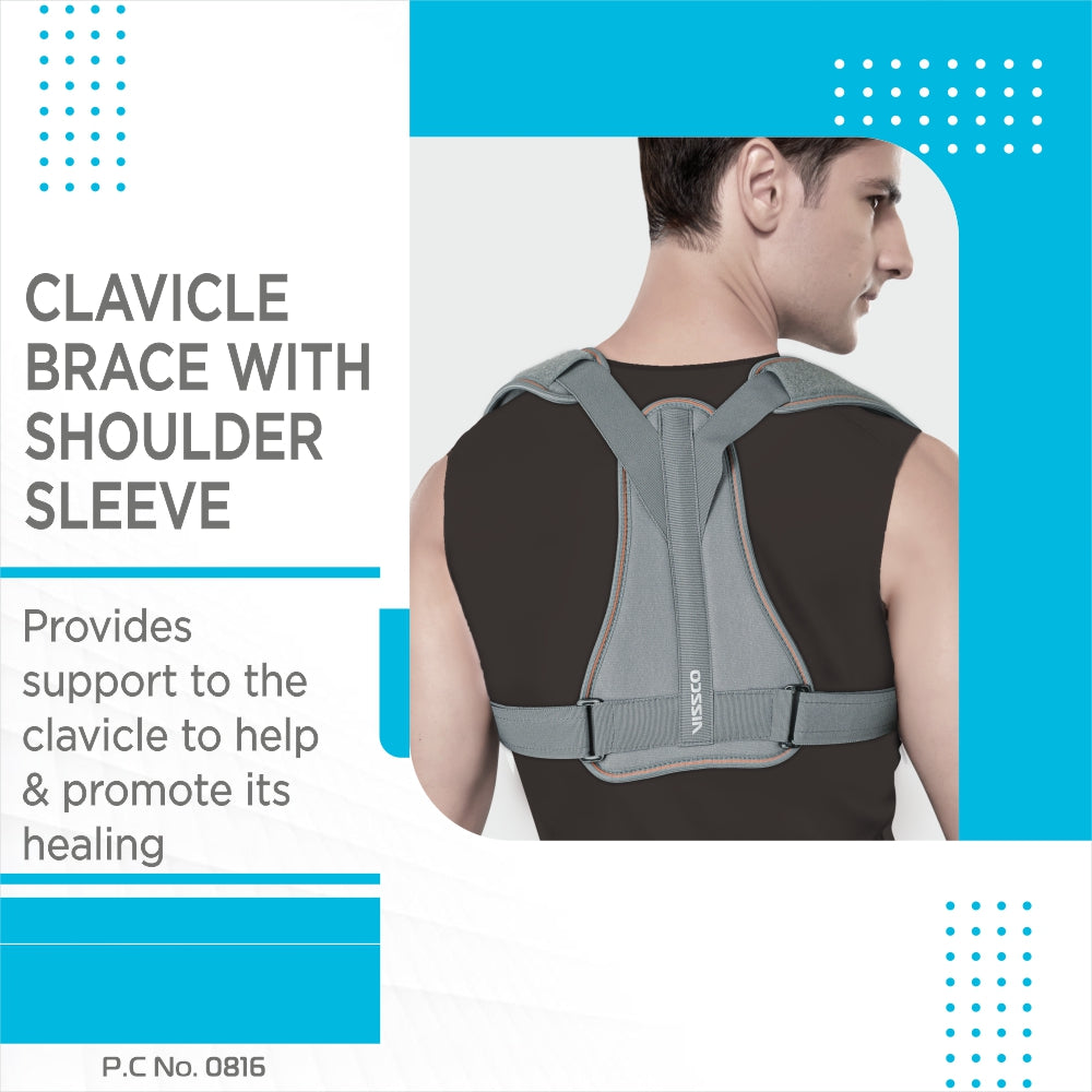 Vissco Clavicle Brace With Shoulder Sleeve | Provides Support to the Clavicle & Promote Healing (Grey)