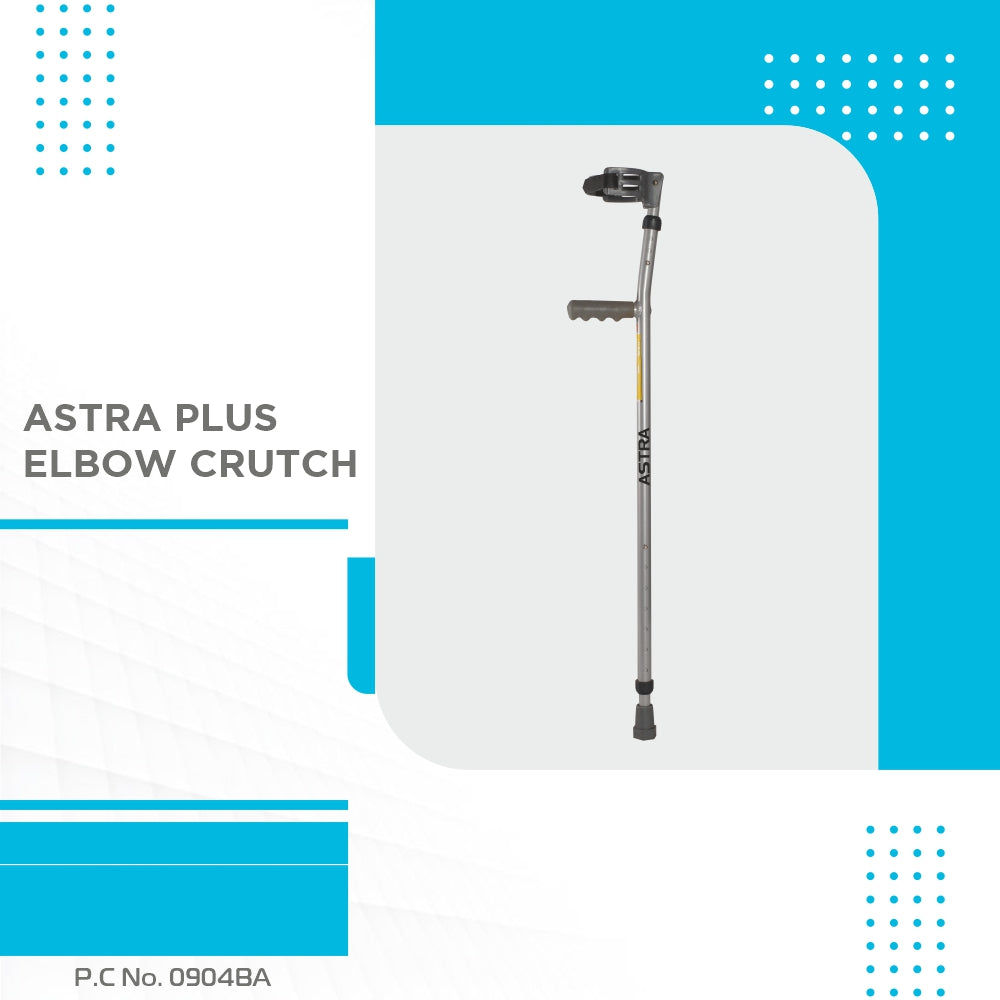 Astra Plus Elbow Crutches | Adjustable Elbow Support & Height | Light Weight | PVC grip Handle (1 Pair) | Color (Grey) - Vissco Next