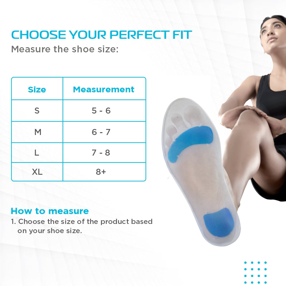 Vissco Silicone Insoles | Provides Foot Support for relieving  Foot Pain |Shock Absorber | Shoe Insole for Sports (Grey)