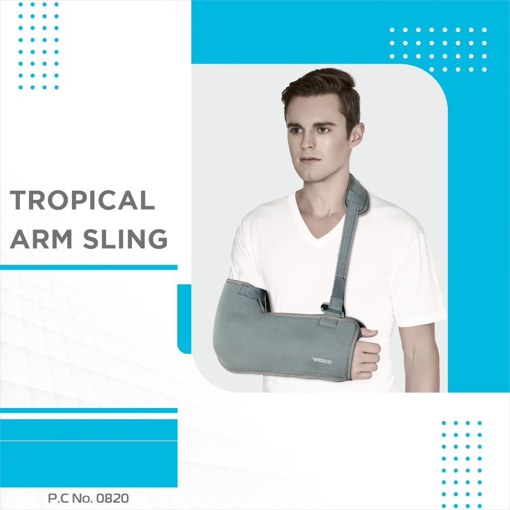 Vissco Tropical Arm Sling  | Provides Mild  Support & Stability to the Shoulder in Resting Position to Promote Healing - Grey Color