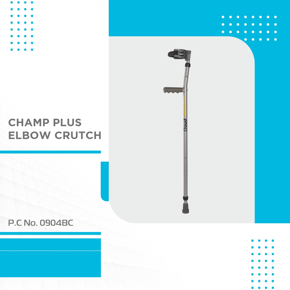 Vissco Champ Plus Elbow Crutch With Adjustable Height & Movable Elbow Support, Light Weight,  (1 Pair) (Grey)