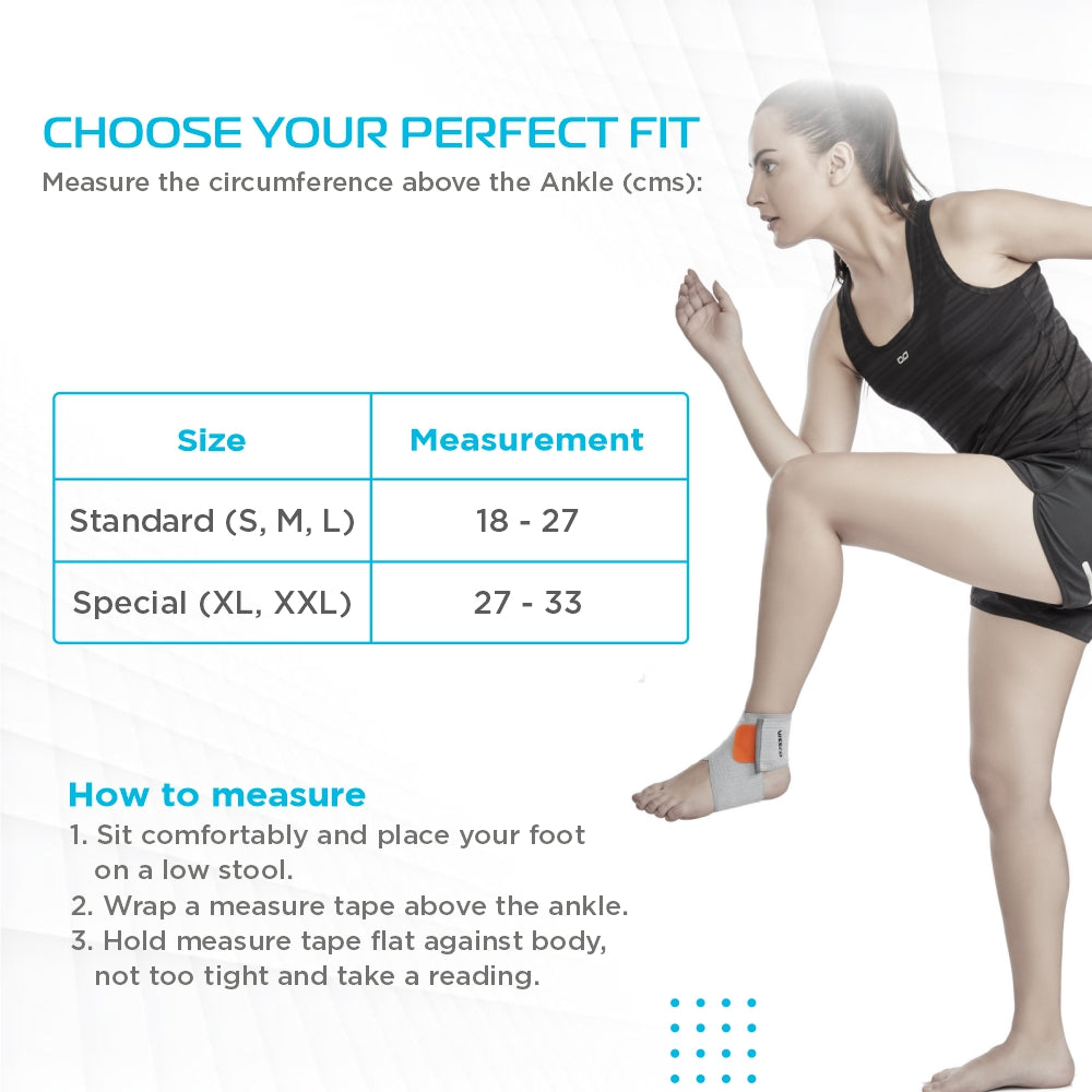 Vissco Ankle Binder (Mild Support) | Ankle Support for Sprained / Swollen Ankles | Effective for Ligament/Sports Injuries (Grey)