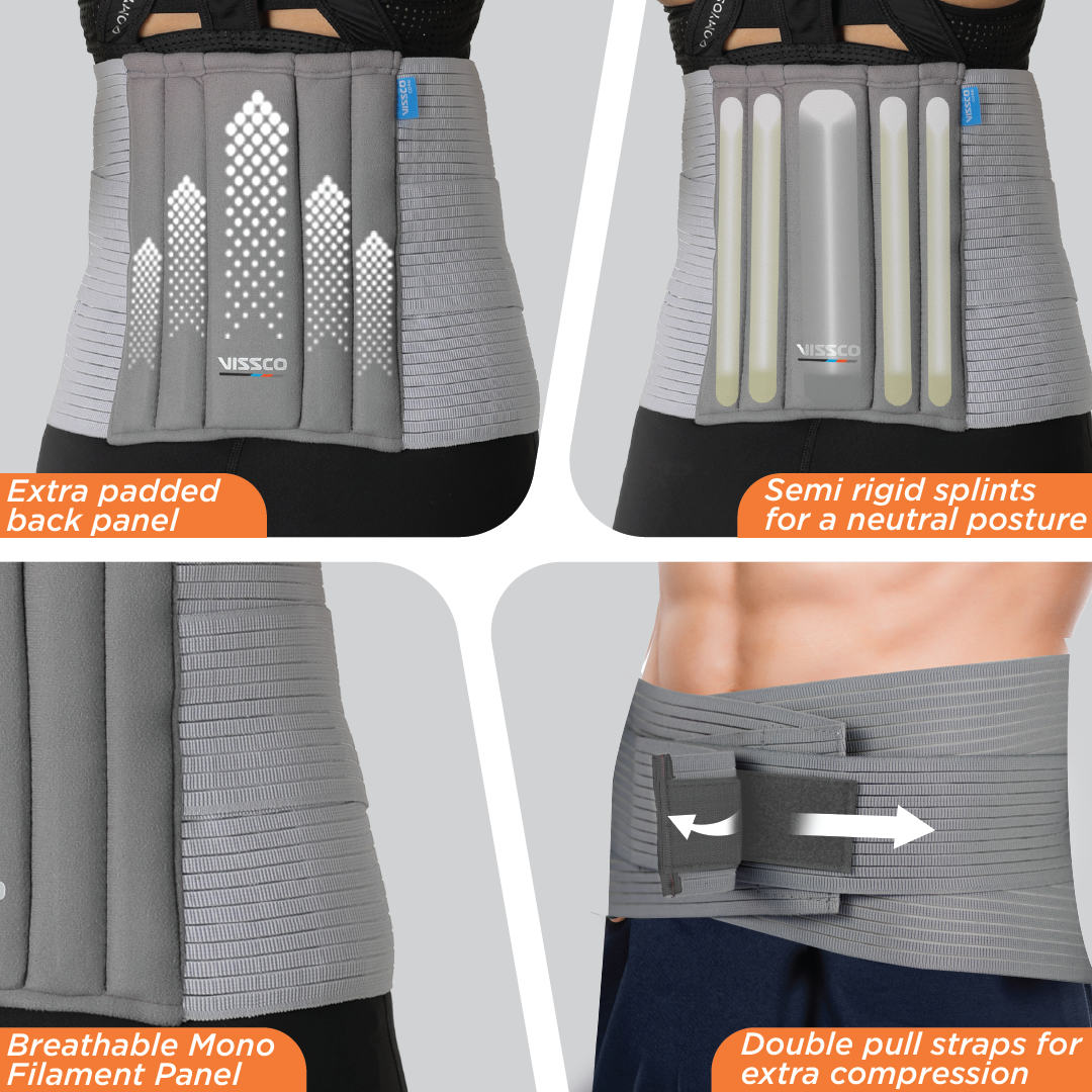 Vissco Lumbo Sacral Belt | Supports the Lumbar Spine | Corrects Posture & Relieves Back Pain (Grey)