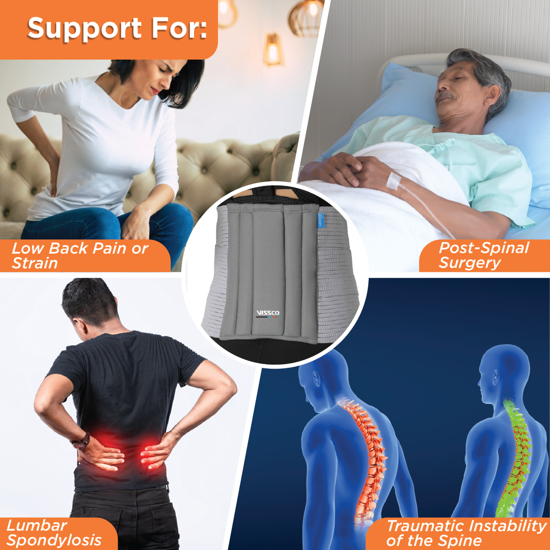 Vissco Lumbo Sacral Belt | Supports the Lumbar Spine | Corrects Posture & Relieves Back Pain (Grey)