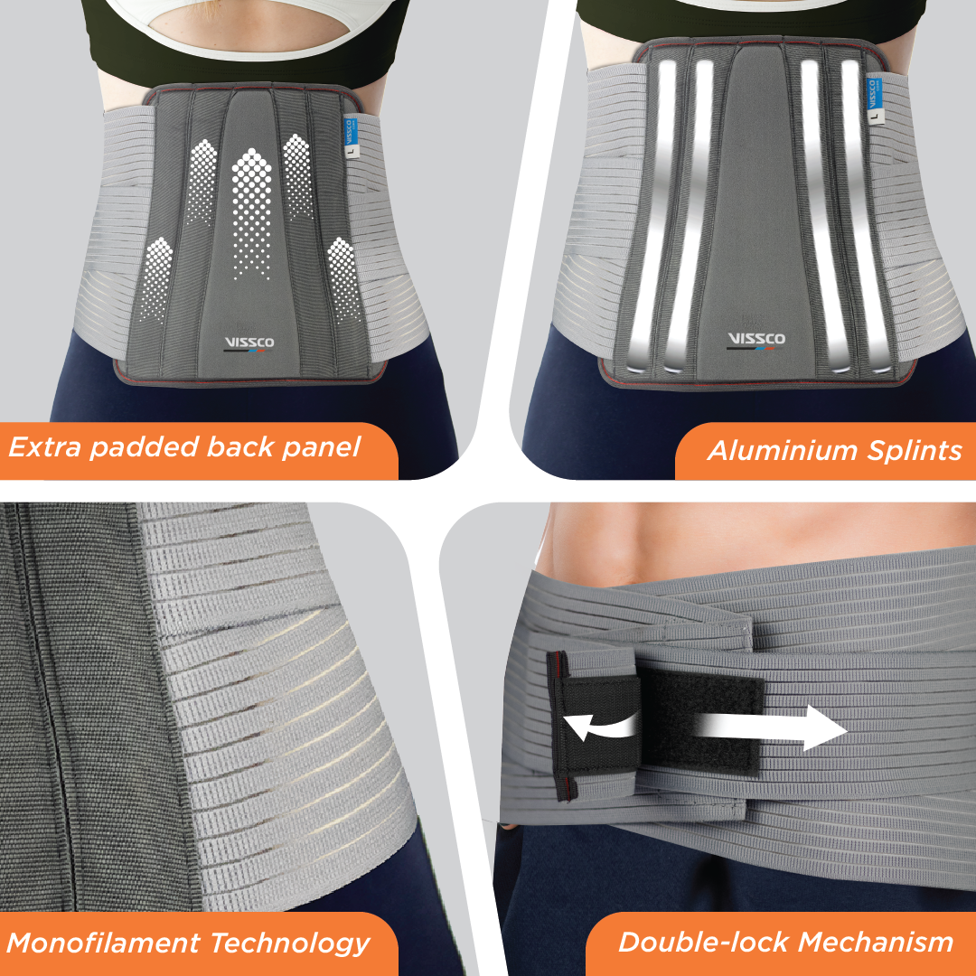 Vissco Lumbo Sacral Belt | Supports the Lumbar Spine | Corrects Posture & Relieves Back Pain (Grey)