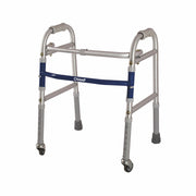 Champ Folding Walker for Childrens With Castors (Wheels) | Adjustable Height | Light Weight | Weight Bearing Capacity 80 kg | Grade Rubber Shoes & Foam Grip (Grey) - Vissco Next