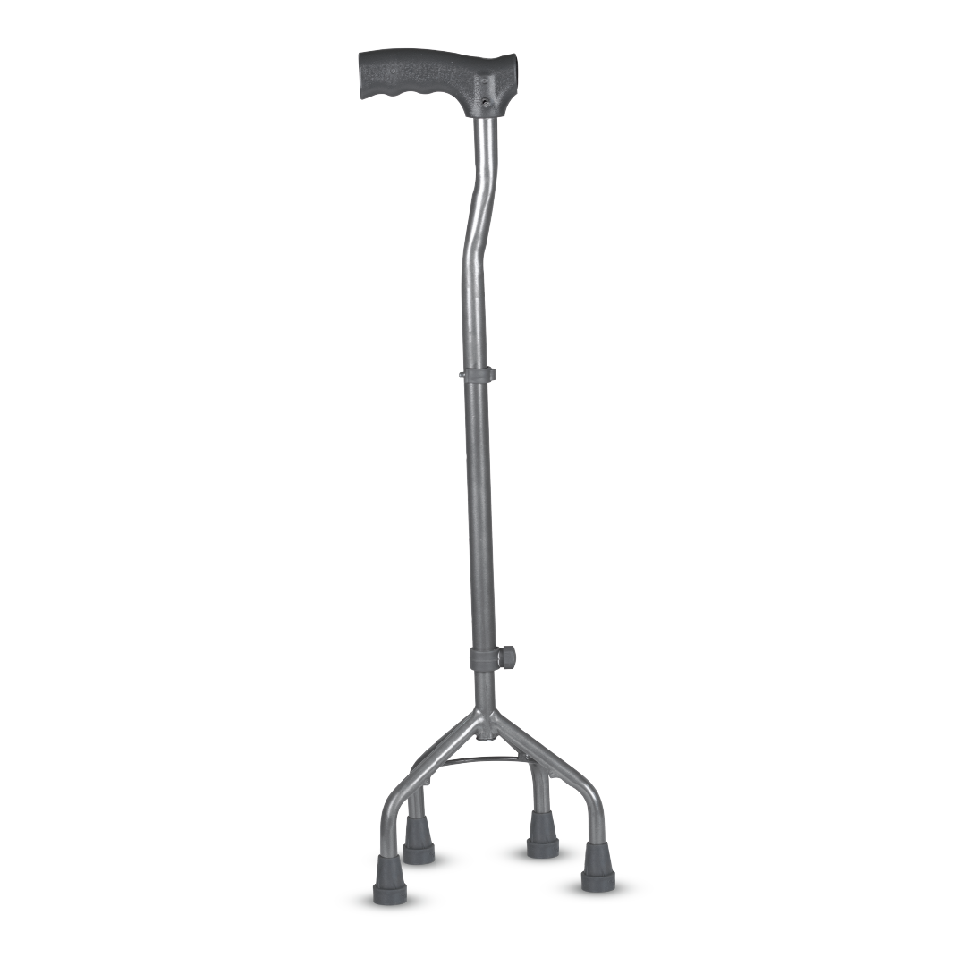 Vissco Medipedic Quadripod Powder Coated Stick for Physically Challeged | Light Weight & Adjustable Height (Grey)
