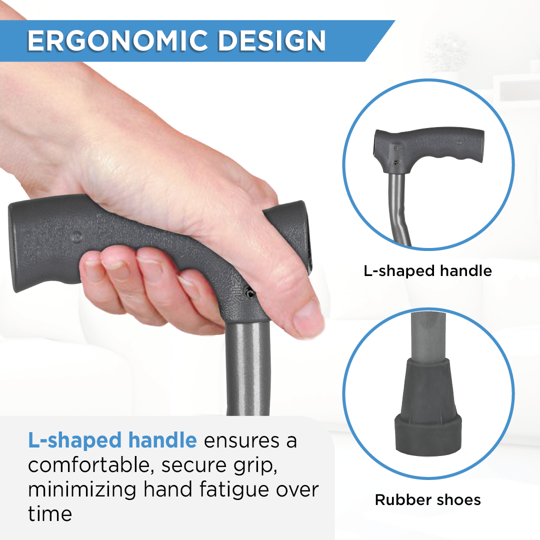 Vissco Medipedic Walking Stick - L-Shaped | Mild Steel